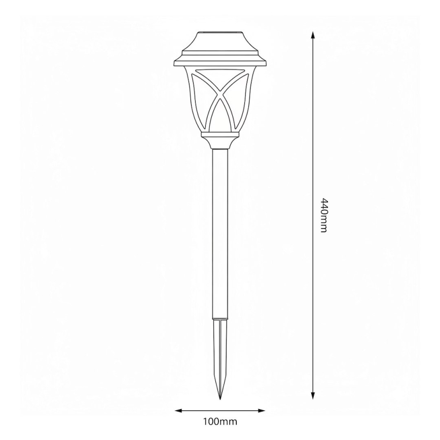 Lampe solaire LED LAWN, 1,2 V, 100 mAh, 3000 K, 44 cm, IP44, noire