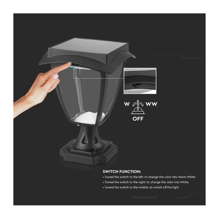 Lampe solaire LED LED/2W/3,7V 3000/6000K IP65
