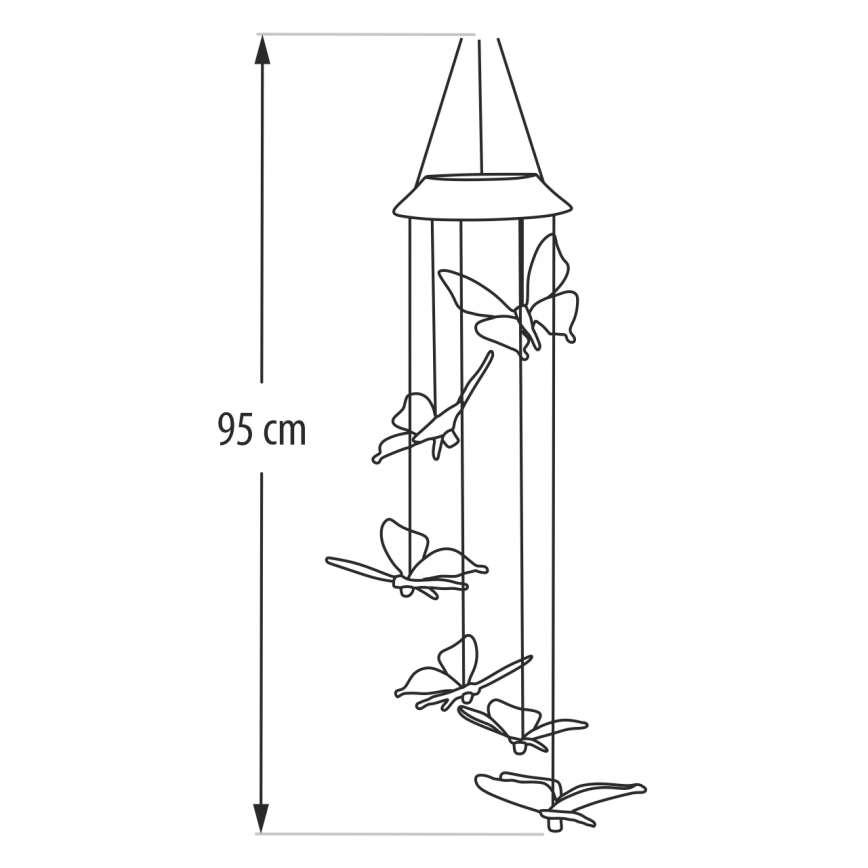 Lampe solaire LED RGB 6xLED/1,2V 300 mAh IP44 papillon
