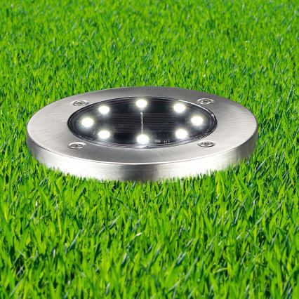 Lampe solaire LED SOLLY, 1,2 V, 6500 K, Ø 11,5 cm, 300 mAh, IP44, chromée