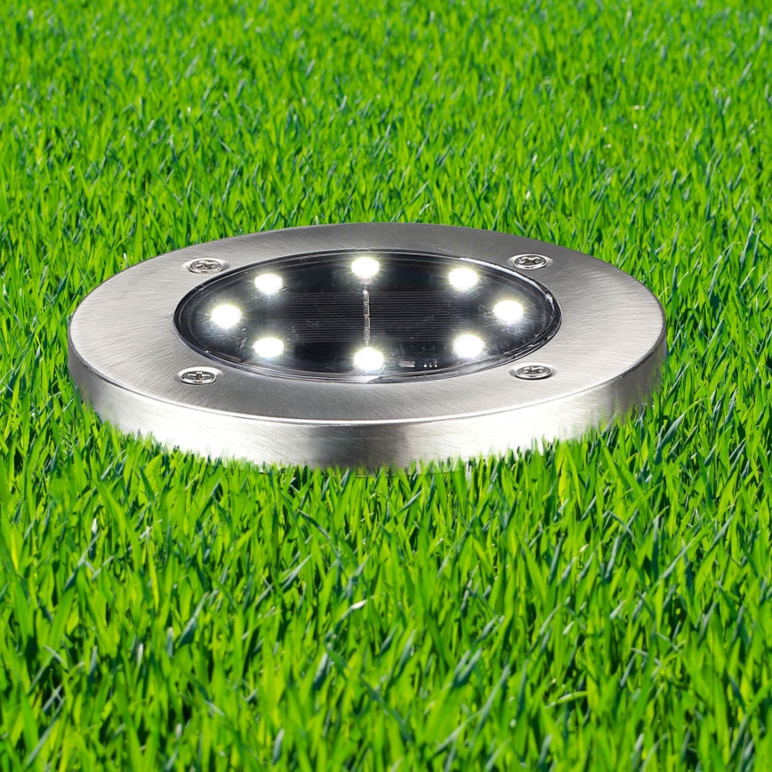 Lampe solaire LED SOLLY, 1,2 V, 6500 K, Ø 11,5 cm, 300 mAh, IP44, chromée