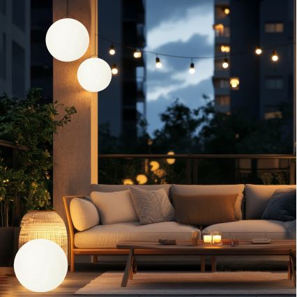 Lampe solaire RGB à intensité variable GARDEN BALL LED/5W/3,7V 3000K IP54 2200 mAh d. 30 cm + Télécommande