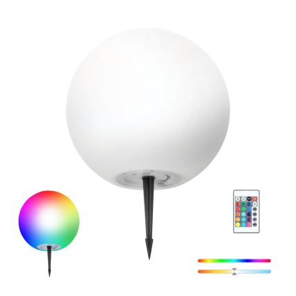 Lampe solaire RGB à intensité variable GARDEN BALL LED/5W/3,7V 3000K IP54 2200 mAh d. 30 cm + Télécommande