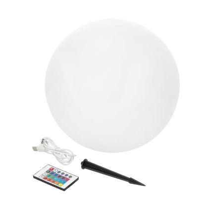 Lampe solaire RGB à intensité variable GARDEN BALL LED/5W/3,7V 3000K IP54 2200 mAh d. 30 cm + Télécommande