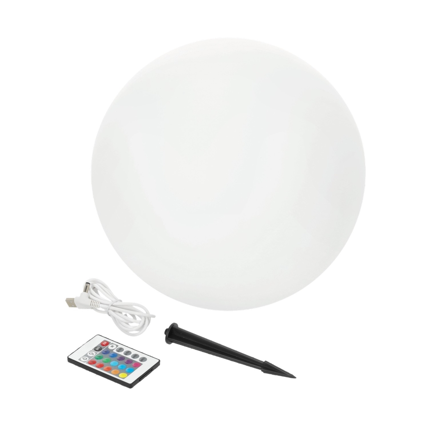Lampe solaire RGB à intensité variable GARDEN BALL LED/5W/3,7V 3000K IP54 2200 mAh d. 30 cm + Télécommande