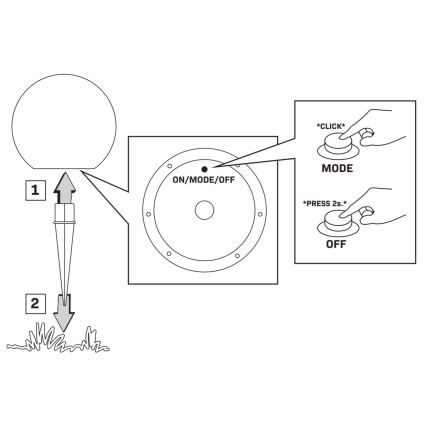 Lampe solaire RGBW BALL LED/1,2V d. 40 cm IP65 + télécommande