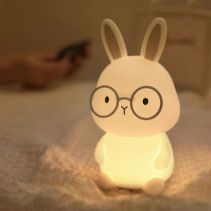 Lampe tactile pour enfants à intensité variable RGBW FLORKA LED/1W/5V USB 1200 mAh lapin blanc/gris