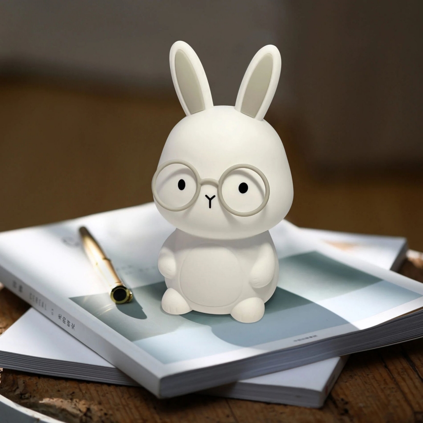 Lampe tactile pour enfants à intensité variable RGBW FLORKA LED/1W/5V USB 1200 mAh lapin blanc/gris