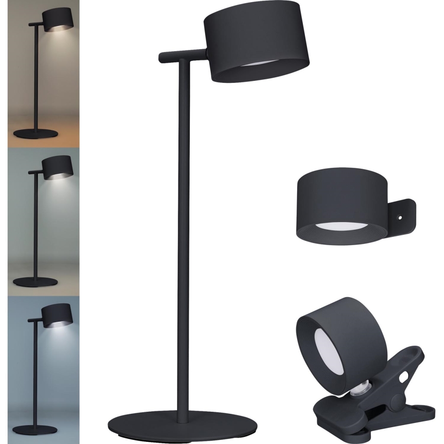 Lampe tactile rechargeable à intensité variable 3en1 LED/4W/2000 mAh 3000/4000/6500K noir