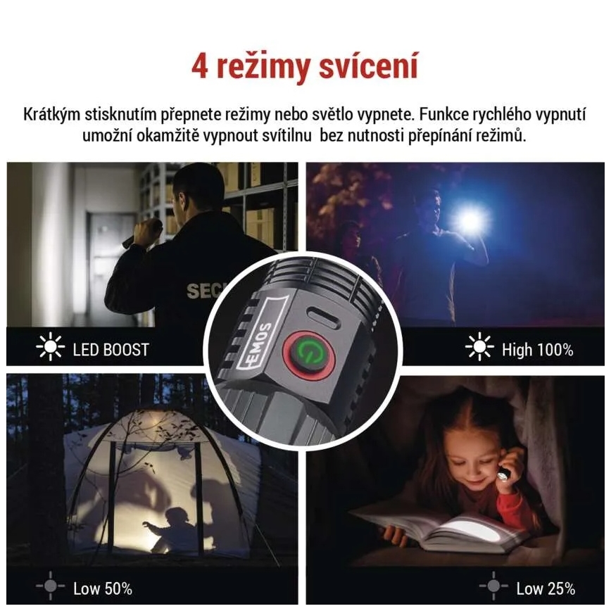 Lampe torche métallique rechargeable LED/5V 3000 brillant 5000 mAh IP43