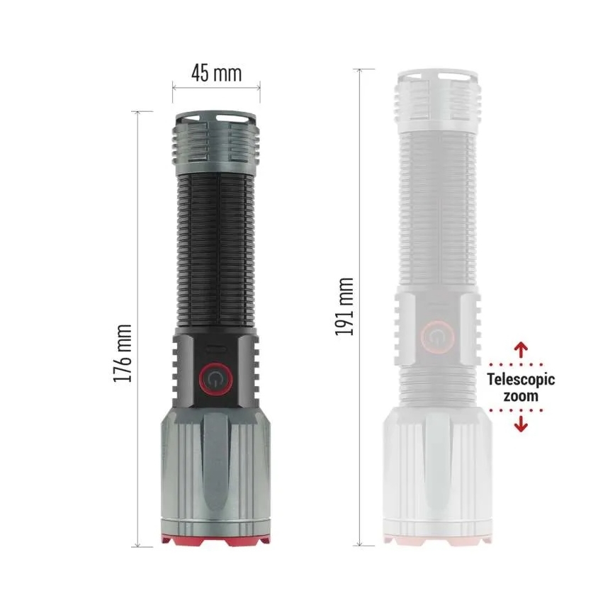 Lampe torche métallique rechargeable LED/5V 3000 brillant 5000 mAh IP43