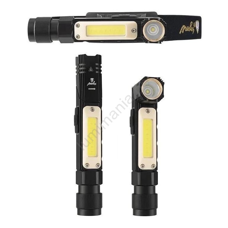 Lampe Torche LED Maclean 3en1 Avec Powerbank, 3 Modes, 5W, 300m Portée, Noire