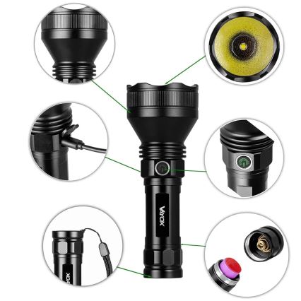 Lampe torche rechargeable à intensité variable LED/20W/5V IPX5 1900 brillant 5000 mAh