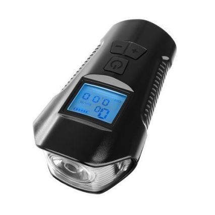 Lampe torche vélo rechargeable avec compteur et sonnette LED/1500 mAh IP65