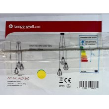 Lampenwelt - Hanglamp aan een koord ELDA 3xE27/60W/230V