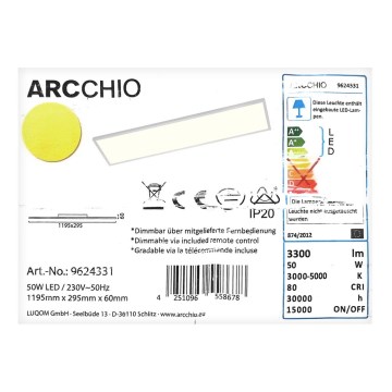 Lampenwelt - Plafonnier à intensité variable BLAAN LED/50W/230V + Télécommande