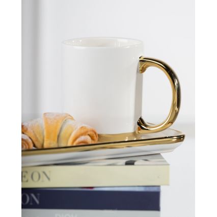 Mok met lepel LANA crème/goud