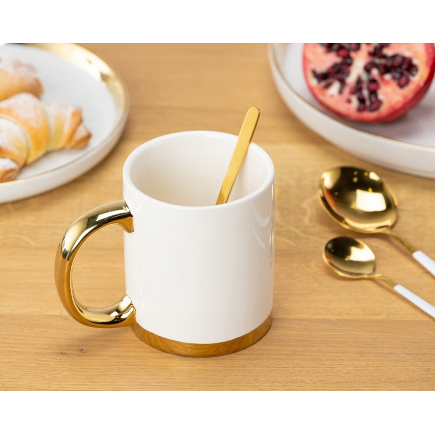 Mok met lepel LANA crème/goud