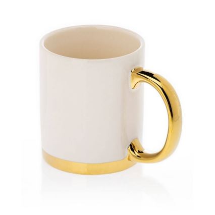 Mok met lepel LANA crème/goud