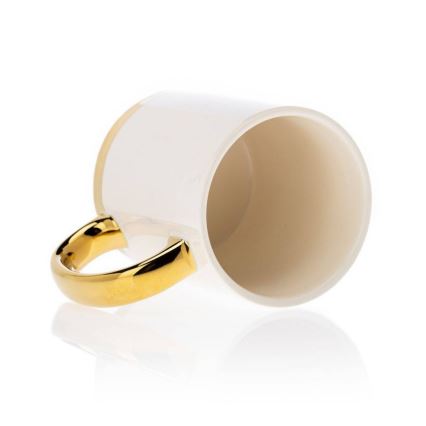 Mok met lepel LANA crème/goud
