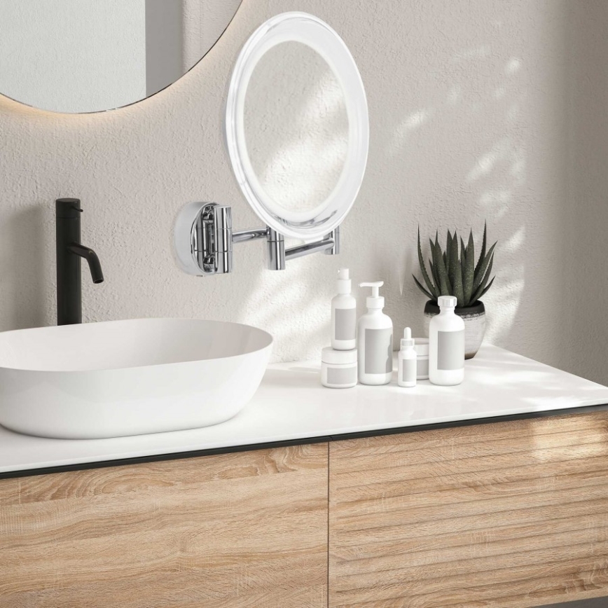 Lanaform - Miroir mural LED pour maquillage WALL LED/4xAAA