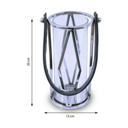 Lantaarn FRAGIL 26 cm chroom/zwart