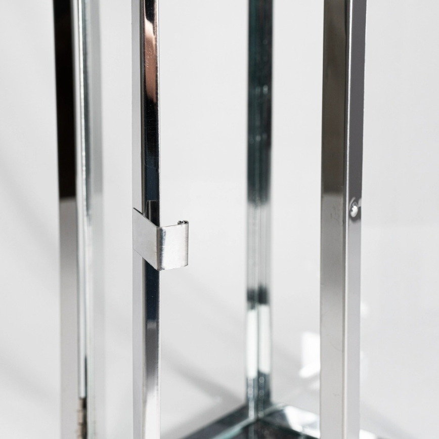 Lanterne décorative 38 cm, chrome brillant
