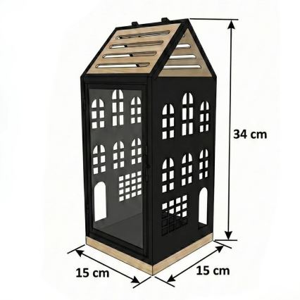 Lanterne décorative HOME 34,5 cm noire/beige