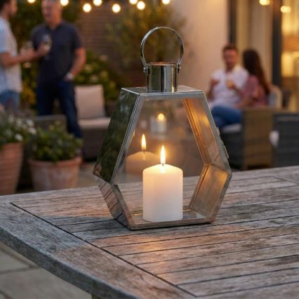 Lanterne décorative PALACE 34 cm chrome brillant