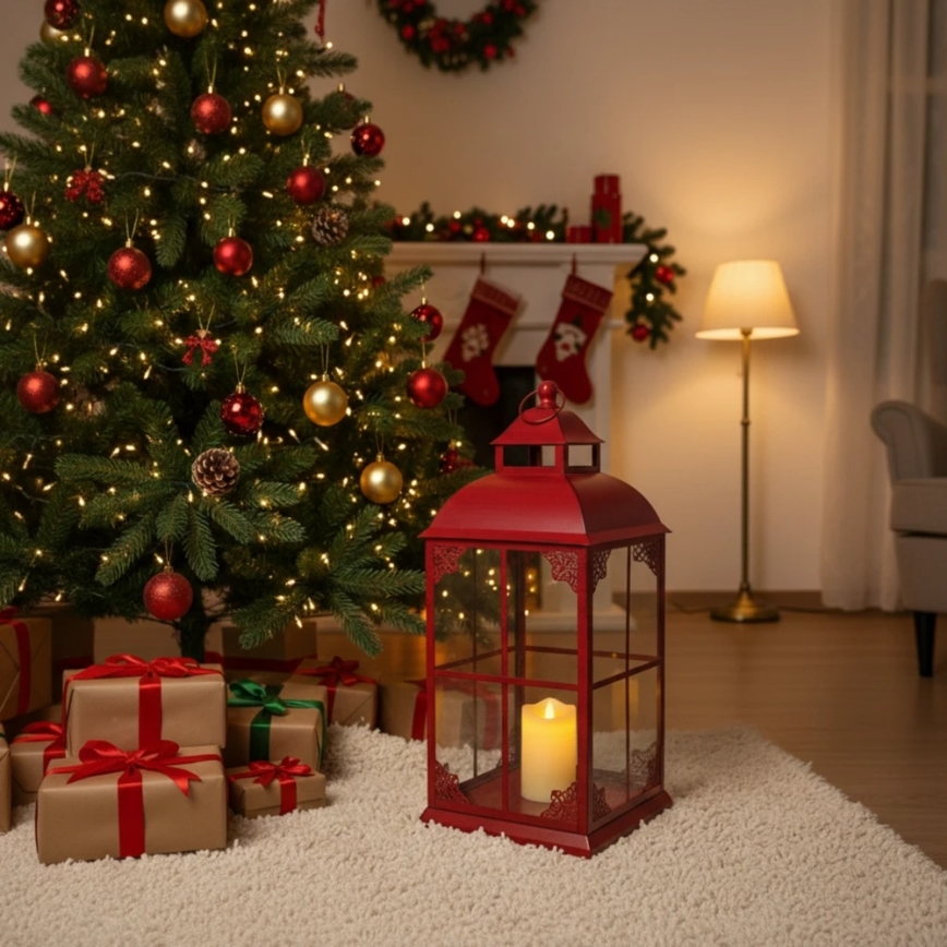 Lanterne décorative REDY 30,5 cm rouge