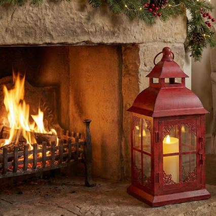 Lanterne décorative REDY 56 cm rouge