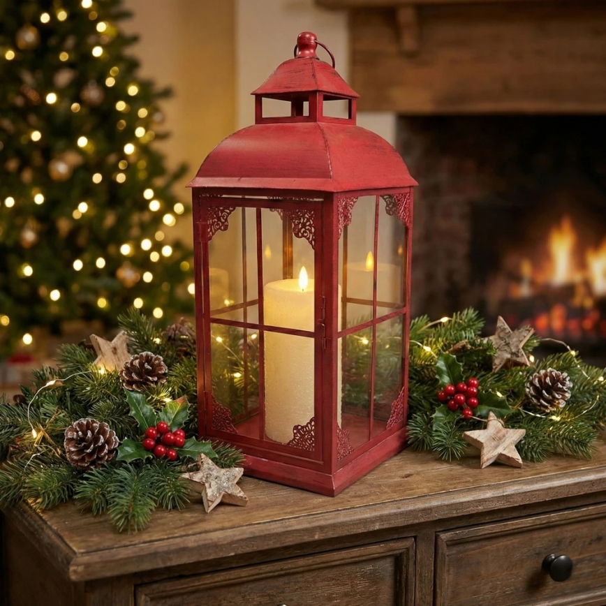 Lanterne décorative REDY 56 cm rouge
