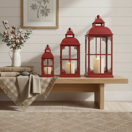 Lanterne décorative REDY 56 cm rouge