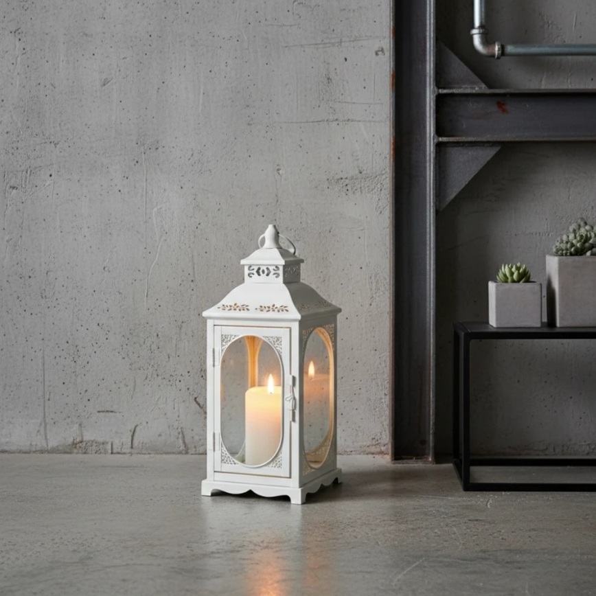 Lanterne décorative ROSEHILL 27,5 cm blanche