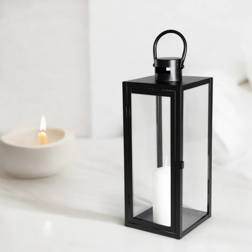 Lanterne décorative TOWER 49 cm noire