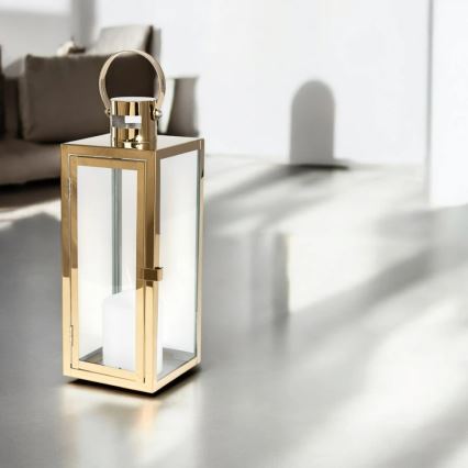 Lanterne décorative TOWER 63 cm dorée