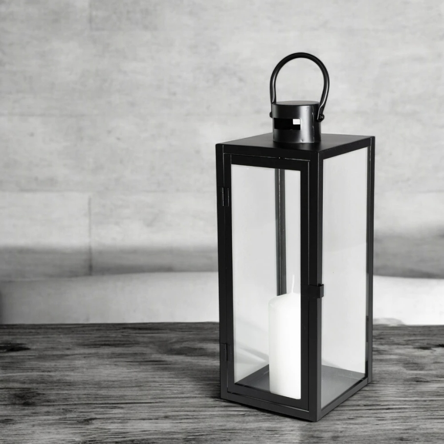 Lanterne décorative TOWER 63 cm noire