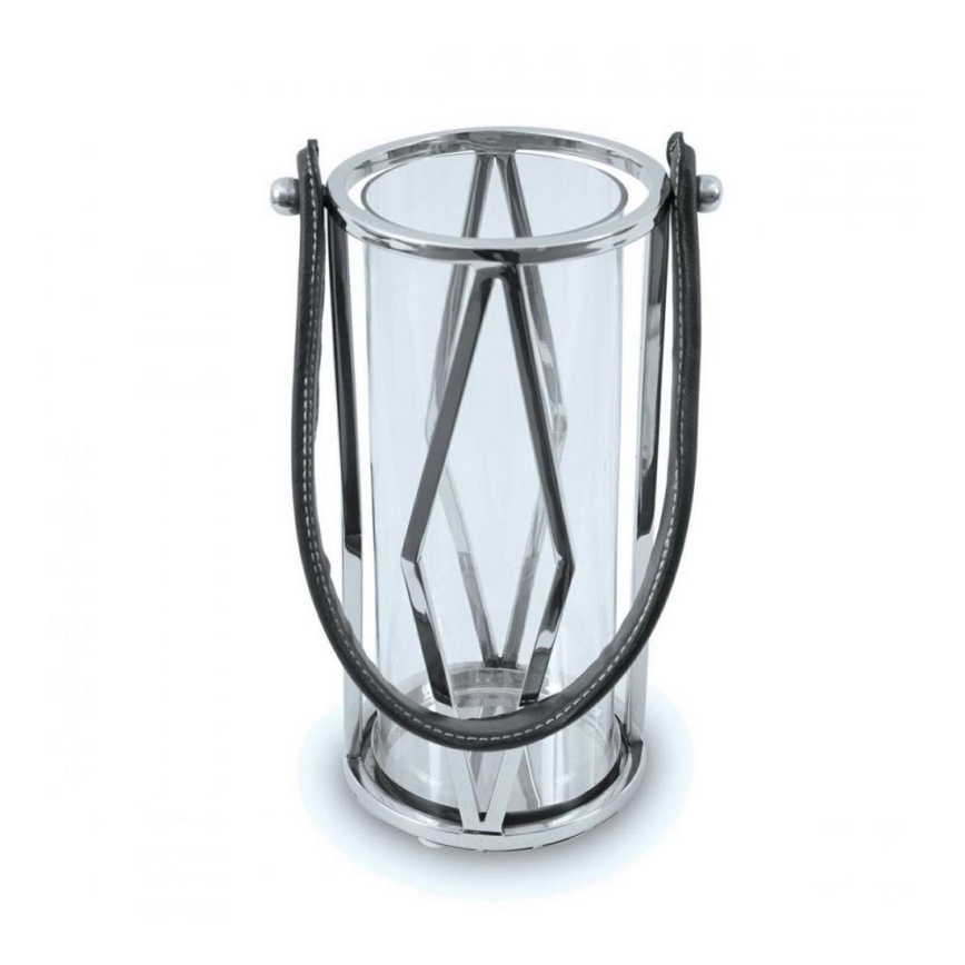 Lanterne FRAGIL 26 cm chrome brillant/noir