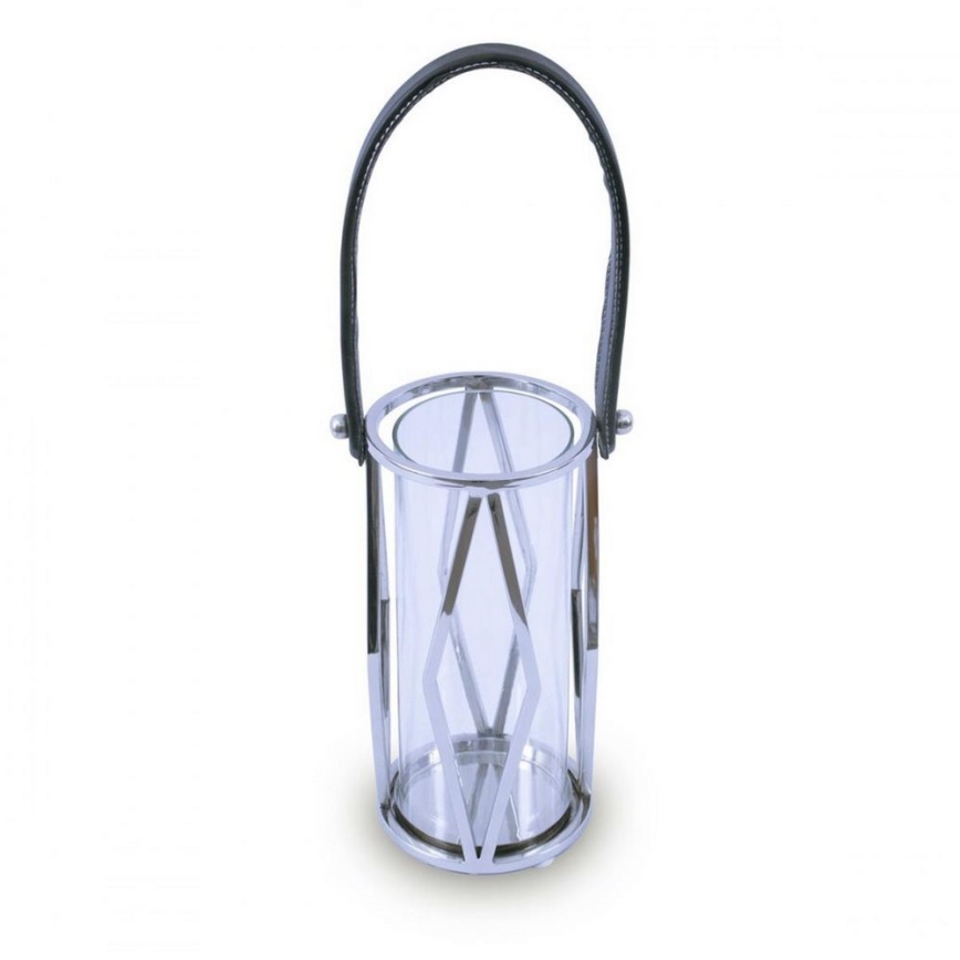 Lanterne FRAGIL 26 cm chrome brillant/noir