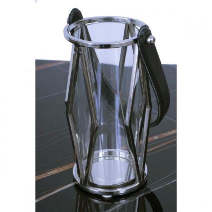 Lanterne FRAGIL 26 cm chrome brillant/noir