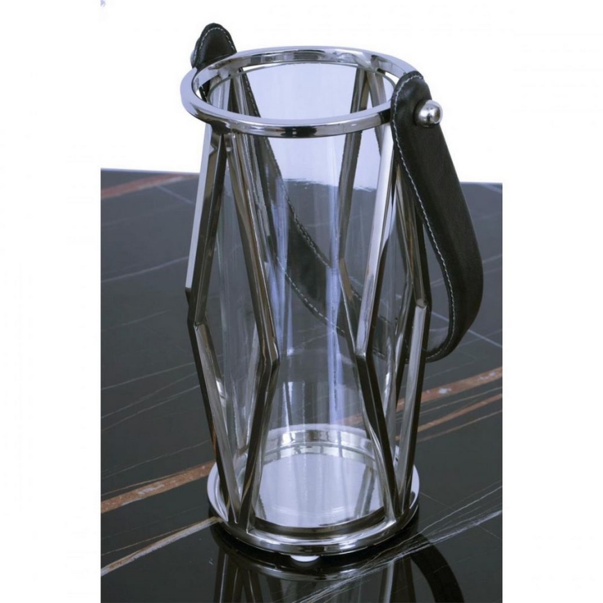 Lanterne FRAGIL 26 cm chrome brillant/noir