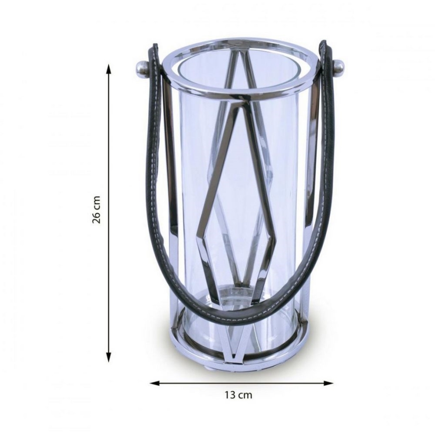 Lanterne FRAGIL 26 cm chrome brillant/noir