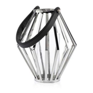 Lanterne GEOM 31 cm chrome brillant/noir