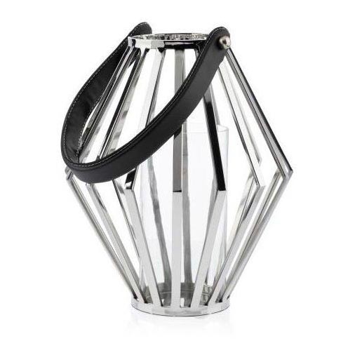 Lanterne GEOM 31 cm chrome brillant/noir