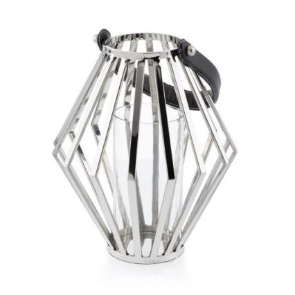 Lanterne GEOM 31 cm chrome brillant/noir