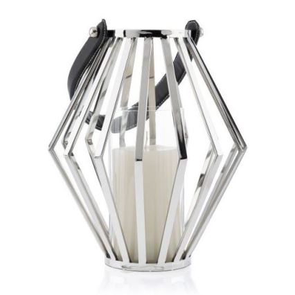 Lanterne GEOM 31 cm chrome brillant/noir