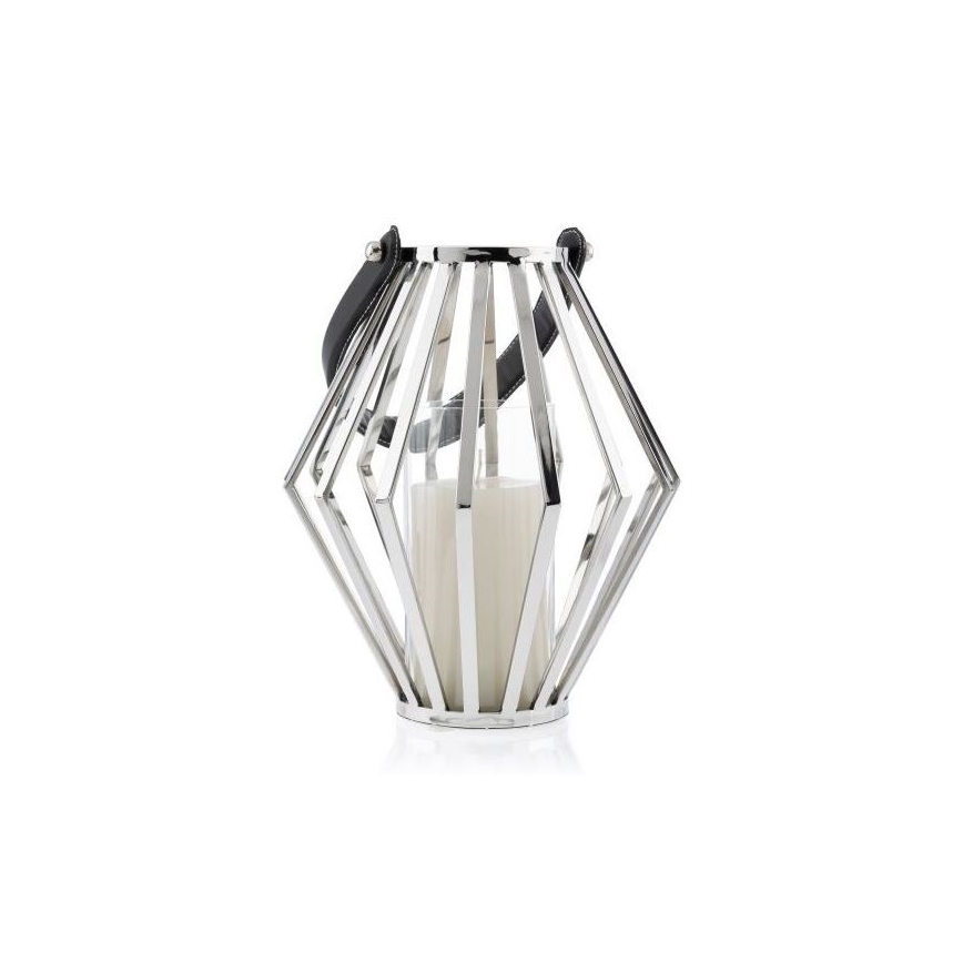 Lanterne GEOM 31 cm chrome brillant/noir