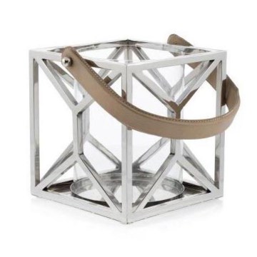 Lanterne LAMPION 21 cm chrome brillant/marron