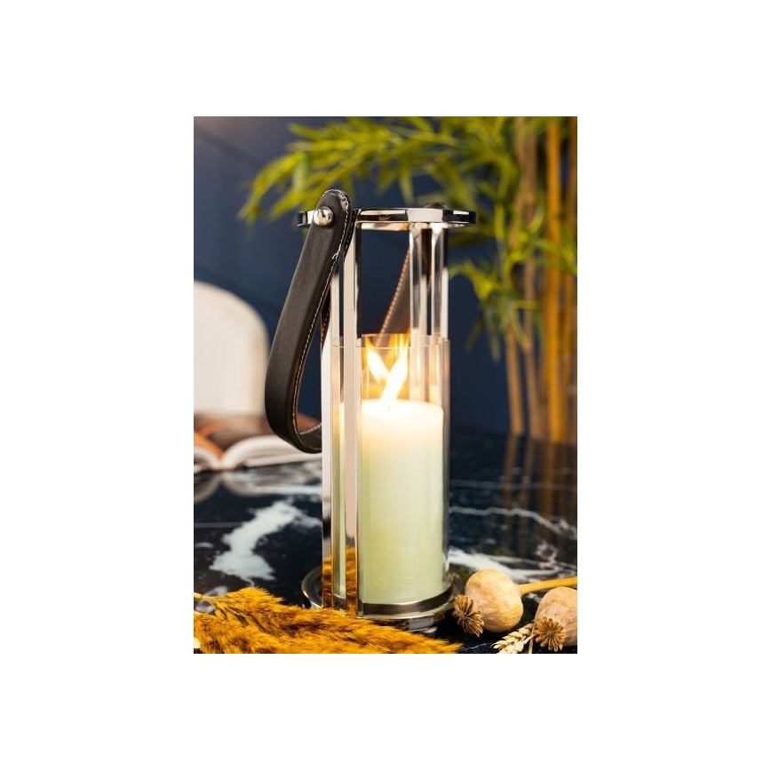 Lanterne LAMPION 30 cm chrome brillant/noir