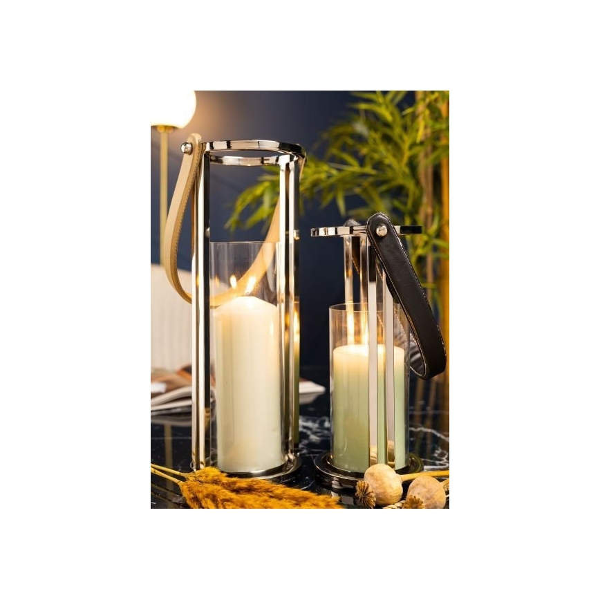 Lanterne LAMPION 30 cm chrome brillant/noir